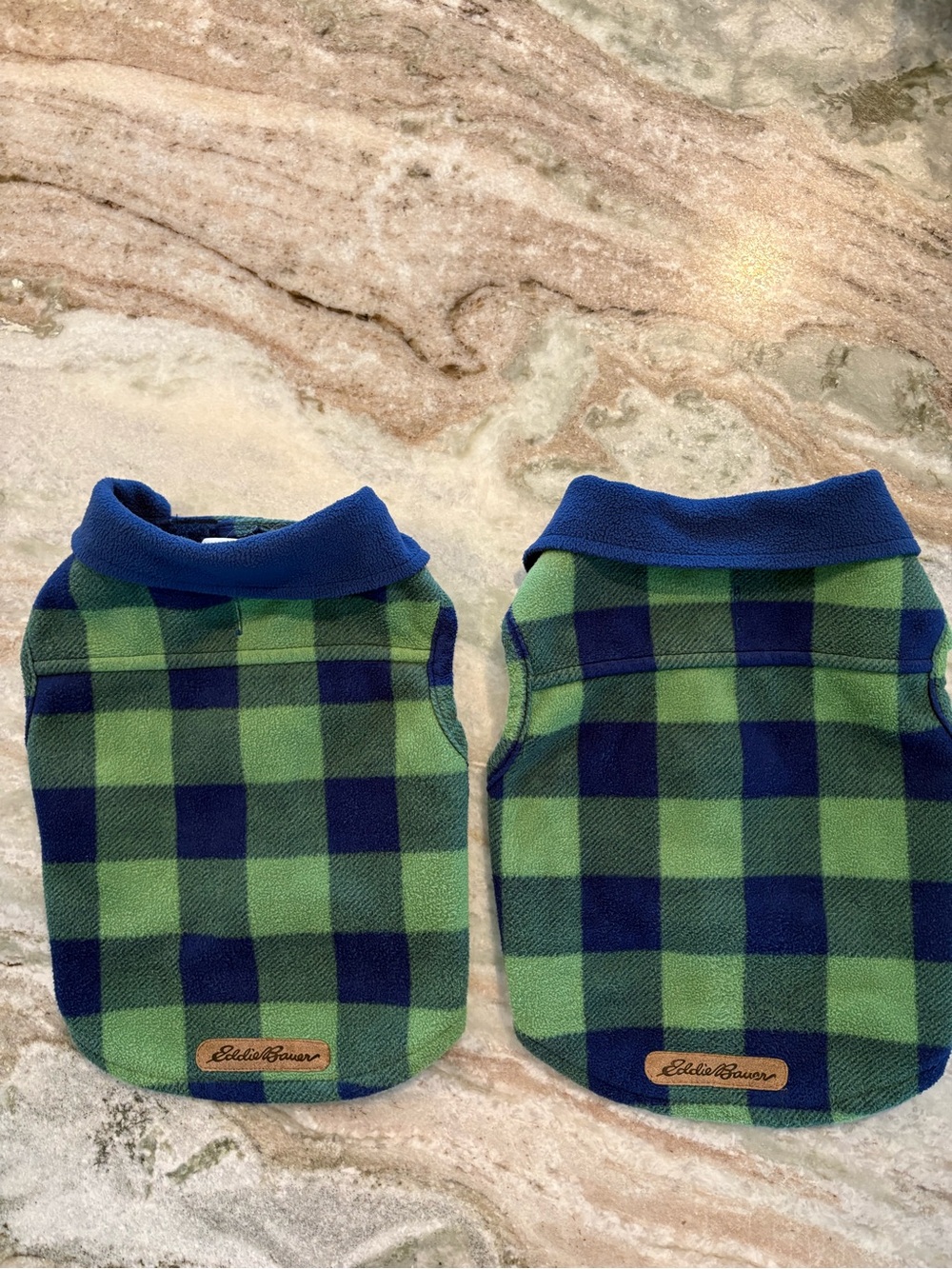 Eddie Bauer Blue Fleece Pet Hoodie with Green Accent
